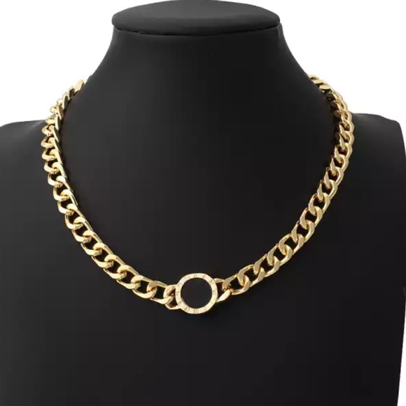 NEW 18K GOLD BLACK ROUND NECKLACE - Picture 5 of 5